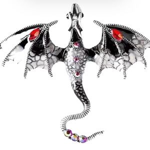 Brand New Beautiful Grey Dragon Enamel Pin